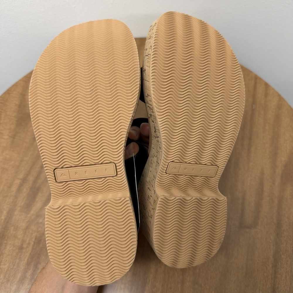 Reef Sunset Ibiza Wedge Sandals Women's Size 8 Black Tan Summer Coastal Straps - Picture 8 of 9